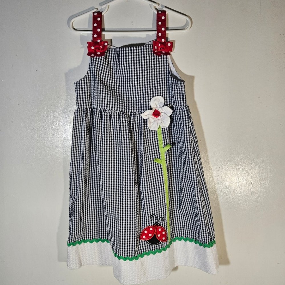 Emily Rose Girls 6 Dress Ladybug 3D Elements Gingham Bow